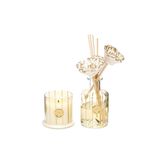 200 ml Gold Boyalı Cam Şişe Oud Vanilya Oda Kokusu ve Mum Seti