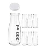 200 ml Şeffaf Şişe Süt, Ayran, Su, Limonata, Meşrubat Şişesi 200 Cc Yırtmalı Kapaklı Cam Şişe 6 Adet (6, Beyaz Kilitli Kapak, 200)
