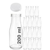 200 ml Şeffaf Süt, Ayran, Su, Limonata, Meşrubat Şişesi 200 Cc Yırtmalı Kapaklı Cam Şişe 15 Adet (15, Beyaz Kilitli Kapak, 200)