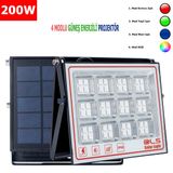200 Solar 5 Modlu Güneş Enerjili Led Projektör Mavi Yeşil Kırmızı Ve Rgb Renk Aydınlatma