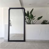 200 x 100 cm Dekoratif Boy Aynası - Ahşap Tasarım Çerçeveli Büyük Boy Ayna-Siyah