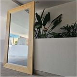 200 x 120 cm Ağaç Çerçeveli Boy Ayna - Doğal Ağaç Çerçeveli Dev Boy Aynası - Büyük Boy Ayna - Natural