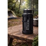 2000 Ml Çift Katmanlı Vakumlu Çelik Termos Taşıma Saplı Sızdırmaz Outdoor Büyük Boy (Ekru-Siyah)