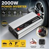 2000W Araç Güç Inverteri 12V Dc - 220V Ac Çevirici Saf Sinüs Inverter Oto Dönüştürücü - Çok Renkli