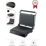2000W Dijital Ekranlı Siyah Tost ve Izgara Makinesi, Çıkarılabilir Plakalar - Ahşap