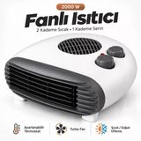 2000W Turbo Fanlı Isıtıcı Elektrikli Soba Sıcak Soğuk Üflemeli Termostatlı 3 Kademeli Ev Ofis Isıtıcısı