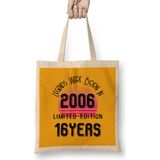 2006 Birthday Gift - Made, Born In 2006 Gift - 16 Year Old Birthday Gift Vintage Style Bez Çanta Uzun Saplı - Açık Bej - 40 X 40