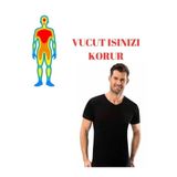 2009 Erkek Termal Içlik V Yaka Kısa Kol Atlet-fanila, Siyah, S/M, PL8697989304384