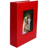 200'LÜK Deri 10X15CM. Pencereli Kırmızı Fotoğraf Albümü - Çok Renkli