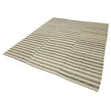 200x255 cm Çizgili Kilim Bej Çizgili Yün El Dokuma Modern Geometrik Etnik Eskitme Desenli Boho Oturma Odası Salon Yolluk Koridor Mutfak Halısı