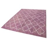 200x258 cm Geometrik Halı Mor Geometrik Yün El Dokuma Modern Geometrik Etnik Eskitme Desenli Boho Oturma Odası Salon Yolluk Koridor Mutfak Halısı