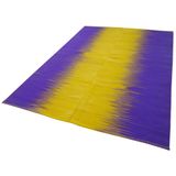 200x281 cm Degrade Kilim Mor Çizgili Yün El Dokuma Modern Geometrik Etnik Eskitme Desenli Boho Oturma Odası Salon Yolluk Koridor Mutfak Halısı