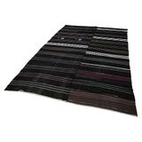 200x322 cm Geometrik Kilim Siyah Geometrik Yün El Dokuma Modern Geometrik Etnik Eskitme Desenli Boho Oturma Odası Salon Yolluk Koridor Mutfak Halısı