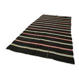 200x373 cm Çizgili Kilim Kahverengi Çizgili Yün El Dokuma Modern Geometrik Etnik Eskitme Desenli Boho Oturma Odası Salon Yolluk Koridor Mutfak Halısı