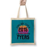 2015 Birthday Gift - Made, Born In 2015 Gift - 7 Year Old Birthday Gift Vintage Style Bez Çanta Uzun Saplı - Açık Bej - 40 X 40
