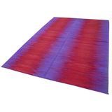 201x287 cm Degrade Kilim Mor Çizgili Yün El Dokuma Modern Geometrik Etnik Eskitme Desenli Boho Oturma Odası Salon Yolluk Koridor Mutfak Halısı