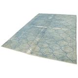 201x303 cm Geometrik Halı Mavi Geometrik Yün El Dokuma Modern Geometrik Etnik Eskitme Desenli Boho Oturma Odası Salon Yolluk Koridor Mutfak Halısı