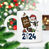 2024 Mutlu Yıllar Kardan Adam Tabela Yılbaşı Hediyesi Baskılı Kupa Bardak