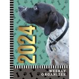 2024 Weekly Organizer: Hardcover / Dated 8.5x11 / 52-Week / To Do List - Notes Section - Habit Tracker / Jan to Dec / Life - Time Organization Gift / ... Pointer Dog Art on Paw Print Pattern Cover