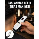 2025 Model Şarjlı Dijital Saç Sakal Tıraş Makinesi Islak Kuru Kullanıma Uygun - 5241-3655 - Renkli