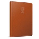 2026 107-ETK Iplik Dikişli-Deri Sert Kapak 17X24 Günlük Ajanda Taba