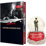 2026 Atatürk Ciltli Ajanda ve Müzkli ve Işıklı Izmir Marşı Kar Küresi - Standart