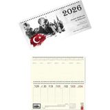 2026 Atatürk Haftalık Masa Takvimi Masa Sümeni Büyük Boy 33X16 cm - 41 Delft Blue