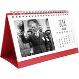 2026 Atatürk Takvimi - Atatürk Fotoğraflı 2026 Masa Takvimi - Kırmızı Renk - 1 Adet
