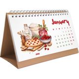 2026 Masa Takvimi, Vintage Fırın ve Mutfak Sanatları Takvimi, 2026 Desk Calendar, Vintage Baking Calendar 2026 - 1 Adet - Kahverengi