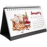 2026 Masa Takvimi, Vintage Fırın ve Mutfak Sanatları Takvimi, 2026 Desk Calendar, Vintage Baking Calendar 2026 - 1 Adet - Kırmızı