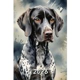 2026: Small Monthly Calendar Planner - Watercolor German Shorthaired Pointer Dog