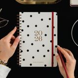 2026 Spiralli Günlük Ajanda 12 Aylık – 17X24 cm Puantiye - Çok Renkli