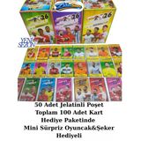 2026 World Cup Futbolcu Kartları 50 Jelatinli Paket 100 Kart Oyuncak Ve Şeker Hediyeli Set