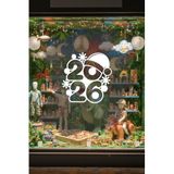2026 Yeni Yıl Koleksiyonu Cam Sticker, Dekoratif Kendinden Yapışkanlı Folyo, Kış Temalı Duvar ve Vitrin Çıkartması, Sökülebilir Özel Kesimli (50x50)