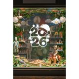 2026 Yeni Yıl Koleksiyonu Cam Sticker, Dekoratif Kendinden Yapışkanlı Folyo, Kış Temalı Duvar ve Vitrin Çıkartması, Sökülebilir Özel Kesimli (70x70)