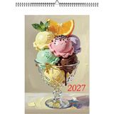 2027 Dondurma Temalı Duvar Takvimi Spiralli Fotoğraf Kağıdına Baskılı-A3 Ebat