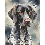 2027: Large Monthly Calendar Planner – Watercolor German Shorthaired Pointer Dog