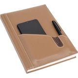 2027 Yılı Günlük Ajanda Tarihli Çizgili Telefon Kılıflı Kapak 168 Yaprak Hediyelik Ajanda Vegan Deri 17x24 cm. VİZON