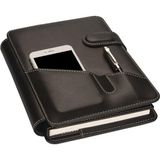 2027 Yılı Premium Tasarım Hediyelik Organizer Ajanda Telefon Kılıflı Kapak Tarihli Çizgili 168 Yaprak 17x24 Ajandalı Vegan Deri 20x26 cm. SİYAH