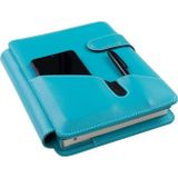 2027 Yılı Premium Tasarım Hediyelik Organizer Ajanda Telefon Kılıflı Kapak Tarihli Çizgili 168 Yaprak 17x24 Ajandalı Vegan Deri 20x26 cm. TURKUAZ