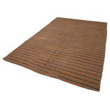 202x304 cm Çizgili Kilim Turuncu Çizgili Yün El Dokuma Modern Geometrik Etnik Eskitme Desenli Boho Oturma Odası Salon Yolluk Koridor Mutfak Halısı