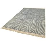 203x311 cm Geometrik Halı Gri Geometrik Yün El Dokuma Modern Geometrik Etnik Eskitme Desenli Boho Oturma Odası Salon Yolluk Koridor Mutfak Halısı