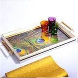 204 Cam Akrilik Dikdörtgen Tepsi Beyaz 50CM*31CM - 50 x 31 cm