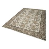 204x290 cm Kareli Kilim Kahverengi Kareli Yün El Dokuma Modern Geometrik Etnik Eskitme Desenli Boho Oturma Odası Salon Yolluk Koridor Mutfak Halısı