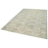 204x295 cm Geometrik Halı Gri Geometrik Yün El Dokuma Modern Geometrik Etnik Eskitme Desenli Boho Oturma Odası Salon Yolluk Koridor Mutfak Halısı