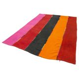 204x300 cm Anadolu Kilim Kırmızı Çizgili Yün El Dokuma Modern Geometrik Etnik Eskitme Desenli Boho Oturma Odası Salon Yolluk Koridor Mutfak Halısı