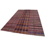 204x300 cm Kırk Yama Kırmızı Yama Pamuklu Yün El Dokuma Modern Geometrik Etnik Eskitme Desenli Boho Oturma Odası Salon Yolluk Koridor Mutfak Halısı