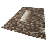 204x338 cm Degrade Kilim Kahverengi Çizgili Yün El Dokuma Modern Geometrik Etnik Eskitme Desenli Boho Oturma Odası Salon Yolluk Koridor Mutfak Halısı