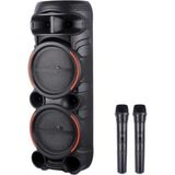 2058 Çift Kablosuz Mikrofonlu Rgb Ledli Taşınabilir Bluetooth Hoparlör Parti Speaker Fm/usb/tf - Çok Renkli
