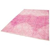 205x295 cm Geometrik Halı Pembe Geometrik Yün El Dokuma Modern Geometrik Etnik Eskitme Desenli Boho Oturma Odası Salon Yolluk Koridor Mutfak Halısı